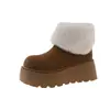 Botas de nieve para mujer con plataforma gruesa para aumentar la altura, para personas menudas, nuevo modelo otoño e invierno 2026, de felpa y engrosadas, zapatos de algodón estilo Birkenstock con punta de mango
