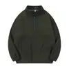Sudadera de forro polar estilo japonés para hombre transfronteriza, nueva colección otoño/invierno 2026, con forro de forro polar añadido, cuello alto, frente medio abierto abotonado y diseño de jersey