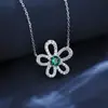 Collar de Plata S925 con Colgante de Esmeralda y Cadena de Diamantes para Mujer, Brillo de Lujo Ligero Moda Regalo de Vacaciones Atuendo, Estilo Ins