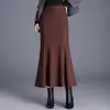 Saia Meia Sereia Fashion Feminina 2026 Outono/Inverno Nova Cintura Alta Elegante Comprimento Médio Justa ao Corpo Abraça o Quadril Barra Larga