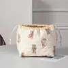 Bolsa de Maquiagem Quilted Grande Capacidade Transfronteiriça para Mulheres, Bolsa de Armazenamento tipo Concha Portátil de Alta Qualidade, Sacola Simples com Cordão para Viagem