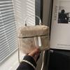 Bolso de Mujer 2024 Nueva Moda Bolso Cruzado con Cadena Mini Bolso de Hombro Tipo Cubo Tejido Bolso Tejido de Paja Tejido de Ratán Bolso de Playa