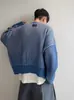 Suéter pesado de doble botonadura estilo americano para hombre, tejido transpirable y de corte holgado para otoño, cárdigan abierto de moda y casual