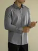 Camisa de Vestir de Manga Larga para Hombre con Jacquard de Espiga de Alto Recuento y Alta Densidad, Sin Planchar, Bordada, Primavera 2025, Ligera y Madura