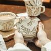 Taza de cerámica nórdica sencilla pintada a mano para el hogar, taza de agua creativa y distintiva, taza de café de cerámica gruesa