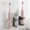 Estante organizador para soporte de maquinilla de afeitar, cepillo de dientes eléctrico para el hogar, estante de almacenamiento sin perforaciones, soporte colgante simple para baño