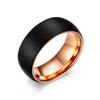 Atacado de joias populares europeias e americanas 8MM anel de aço de tungstênio preto + ouro rosa Fábrica atacado TCR-052
