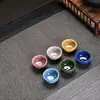 Taza con forma de pez con esmalte de grietas de hielo, juego de té de cerámica estilo japonés kung fu, taza de té de pez pequeño con esmalte craquelado, regalo de taza individual