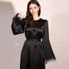Gola redonda Tira de pena Vestido longo Vestido de outono Roupas femininas de outono Roupas femininas europeias e americanas de alta qualidade Estilo francês Chanel