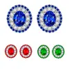 Venta en vivo de una generación de pendientes de diamantes azules tesoro llenos de diamantes pendientes de lujo Red roja con pendientes de zafiro anillo