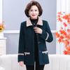 Cardigan para mujer del sur medio y viejo, solapa, color liso, simple y elegante, abrigo casual para mujer, parte superior con forro polar, engrosado, ropa de mamá