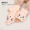 Lindas luvas de pelúcia de inverno com flip-top, pequenas, animais, femininas, fofas, forradas com lã, espessadas, quentes, meio dedo exposto, anticongelante e à prova de frio