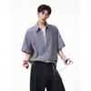 Camisa Xadrez Americana de Verão Falsa de Duas Peças, Manga Curta, Unissex, Versátil, Solta, Estilo Preguiçoso, Camiseta Polo Camada