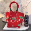 Bolsa de Mão Tricotada Estilo Novo Japonês e Coreano Portátil Trabalho Passeio Grande Capacidade Tote Pequena Bolsa Quadrada