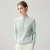 Outono/Inverno Novo Simples para o Trabalho Gola Alta Meio Gola Alta Cashmere Feminino Casual Solto Tricô Espesso Top