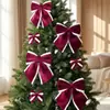 Nuevo colgante de moño rojo terciopelo navideño transfronterizo Decoración navideña Adorno para árbol de Navidad Decoración de ventana en stock