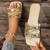 Chanclas de Playa de Lazo Plano para Mujer Verano 2026, Punta Cuadrada, Talla Grande, Sandalias Casuales Huecas, Venta al por Mayor, Plateado