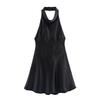 Vestido Halter sin Mangas Estilo Francés de Deseo Puro para Mujer Verano Nuevo Diseño Moda Espalda Descubierta A-Line Falda Corta