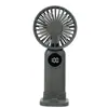 Novo Ventilador de Mão Pequeno Portátil para Exterior e Interior de Verão com Display Digital, Ventilador Pequeno de Base Portátil de Cinco Velocidades para Atacado