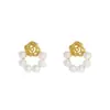 Pendientes de Perla Rosa Exquisitos Suaves Franceses Moda Elegante Exquisito Tendencia Celebridad de Internet Explosiones Joyería de Oreja Clásica