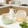 Cesta Escurridora de Plástico para Lavar Frutas y Verduras, Color Sólido Dibujo Animado Herramienta de Cocina Multifuncional para Uso Doméstico, Control de Agua, Unisex
