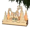 Set de Portavelas Escena Navideña Transfronteriza, Caja de Portavelas con Luces Navideñas, Soporte de Madera para Velas con Luz, Adornos de Escritorio, Decoración para Ventana del Hogar