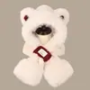 Lindo Sombrero de Oso con Bufanda para Otoño e Invierno Mujeres Felpa Engrosada Circunferencia de Cabeza Grande Mostrando la Cara Protección para Orejas Pequeñas Bufanda de Cuello a Prueba de Viento Sombrero