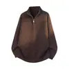 Suéter de punto para hombre de otoño e invierno, cuello medio alto, media cremallera, con textura de jacquard horizontal, estilo vintage holgado