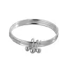 Pulseira Sansheng III Feminina Moda Sino Três Anéis Anel Pulseira Gravação Pulseira de Boca Fechada para Namorada Presente de Dia dos Namorados