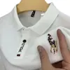 Camisa Polo Lisa Bordada Masculina Manga Curta Verão Fina Gola Lapela Camiseta Masculina Manga Meia Manga Sangue Slim Fit Camiseta Versátil
