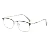 Nuevo marco metálico de media montura para cejas, gafas retro, marco para hombres, se puede equipar con lente plana avanzada anti-luz azul para miopía, al por mayor 25