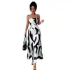 Comercio Exterior Transfronterizo 2026 Verano Nuevo Estilo Europeo y Americano Estampado Geométrico Vacaciones Sexy Vestido de Tirantes con Abertura Lateral Falda Lápiz