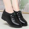 Entrega de una pieza Primavera y Otoño 2024 nuevos zapatos de una sola capa de boca profunda Zapatos planos de mujer de mediana edad y mayores zapatos de cuña cómodos zapatos casuales de cuero