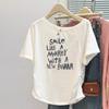 Camiseta Feminina de Manga Curta com Ombro a Ombro e um Ombro Só Estilo Europeu e Americano Verão 2025 Nova Slim-Fit Estilo Coreano Estilo Americano Top Estampado