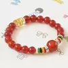 Pulseira de Contas Redondas com Mantra de Seis Palavras de Ágata Calcedônia para Mulheres, Círculo Único de Contas de 8mm, Pulseira de Seis Palavras dos Cinco Elementos, Suprimento para Transmissão ao Vivo