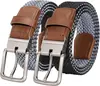 Cinturones de Exportación al por Mayor, Cinturones Elásticos Tejidos, Cinturones de Cuero para Hombre, Hebilla Sencilla de Pasador, Cinturones para Hombre con Bloques de Color, Fábrica de Origen