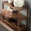 Prateleira de Armazenamento de Madeira Maciça Estilo Japonês, Organizador de Xícaras de Chá de Múltiplas Camadas para Mesa, Exibição e Armazenamento de Conjunto de Chá Kung Fu para Sala de Chá em Casa