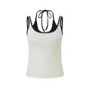 Top Camisola Sexy de Dos Piezas Falsas Color Bloqueado Dulce y Picante Hecho a Medida C191 con Cuello Halter y Diseño de Atar para Mujer para Usar Afuera