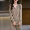 Cárdigan de Punto de Lana Nuevo para Mujer Otoño/Invierno 2026 con Cuello Apilado, Abrigo Versátil Elegante Clásico Adelgazante