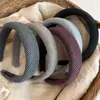 Diadema de tela a rayas estilo coreano con esponja y ala ancha, adecuada para frentes amplias, para lavarse la cara, cubrir mechones rebeldes y como accesorio para el cabello de uso diario para ir al trabajo.