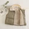 Chaleco de algodón para niños, ropa exterior gruesa de otoño e invierno, chaleco de terciopelo de cordero para niñas, chaleco informal de color sólido con hombros al descubierto, estilo occidental para niños.