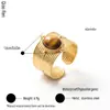 Anillo abierto de acero de titanio europeo y americano transfronterizo, oro de 18k, no se decolora, estilo vintage clásico, joyería de acero inoxidable incrustada con piedra de ojo de tigre