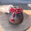 Pulseira de Cinábrio para Mulheres, Pulseira em Formato de Cabaça com Conteúdo Padrão, Pulseira de Flor de Cabaça de Cinábrio em Camadas Múltiplas, Pulseira de Cinábrio de Nicho