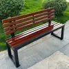 Banco de parque, banco largo para exteriores, silla de madera anticorrosión para patio, banco largo para exteriores, banco largo de madera maciza de descanso para gimnasio comercial