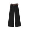 Pantalones de Traje de Lana de Otoño para Mujer, de Cintura Alta, Adelgazantes, Pierna Recta, Pantalones Anchos Sueltos, Versátiles, Caída Suelta, Pantalones Casuales de Longitud Hasta el Suelo