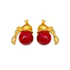 Pendientes de Calabaza Estrella de Resina Electrochapada en Oro Real, Nuevos Pendientes de Moda Estilo Chino Retro, Pendientes de Gama Alta de Nicho al por Mayor