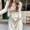 Estilo Francés Estilo Puro Deseo Vestido sin Tirantes de Tirante Conjunto de Dos Piezas para Mujer Cardigan de Punto Protector Solar de Verano Conjunto de Falda Larga