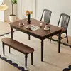 Juego de Mesa y Sillas de Comedor Rectangular Retro de Madera Maciza Estilo Francés y Americano para Apartamentos Pequeños, Mesa de Comedor Rectangular Estilo Antiguo para el Hogar