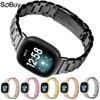 Para fitbit versa3 correa de acero inoxidable versa4 pulsera de metal reloj Sense 2 cadena de tres eslabones