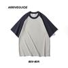 Camiseta Informal de Verano para Jóvenes, Manga Raglán Corta, Cuello Redondo, Algodón Puro Ag300G para Hombre, Transpirable y Cómoda